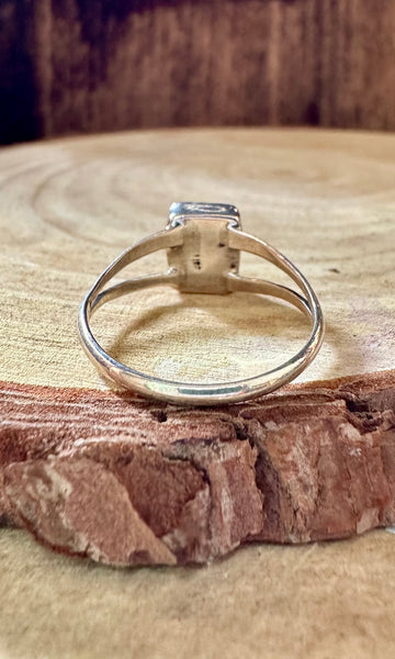 SMALL SQUARE TURQUOISE & Sterling Silver Ring • Sizes 8 & 9