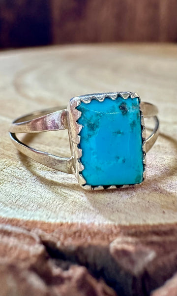 SMALL SQUARE TURQUOISE & Sterling Silver Ring • Sizes 8 & 9