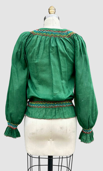 70s DEADSTOCK PAKISTANI Embroidered Blouse • Small