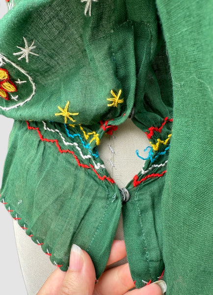 70s DEADSTOCK PAKISTANI Embroidered Blouse • Small