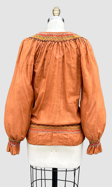 70s DEADSTOCK PAKISTANI Embroidered Blouse • Medium