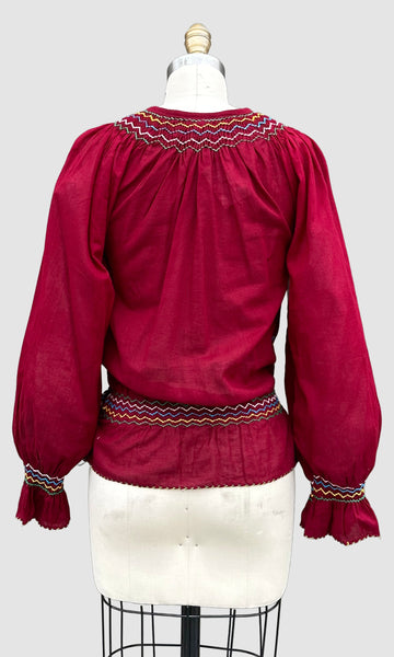 70s DEADSTOCK PAKISTANI Embroidered Blouse • Small