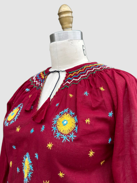 70s DEADSTOCK PAKISTANI Embroidered Blouse • Small