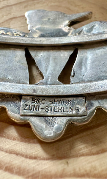 B&C SHACK Zuni Thunderbird Inlay Sterling Silver Small Cuff • 24g
