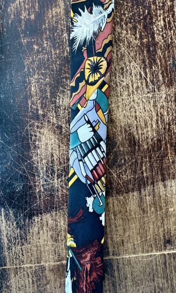 HERMÈS KERMIT OLIVER Vintage 1990's Kachinas Necktie