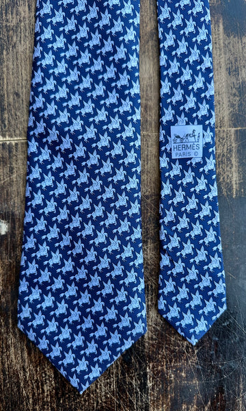 HERMÈS NECKTIE Mens Silk Vintage 1990's Pegasus, 5117 HA