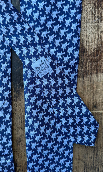 HERMÈS NECKTIE Mens Silk Vintage 1990's Pegasus, 5117 HA