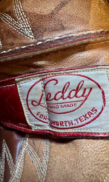 LEDDY Handmade Vintage 50s Red Cowgirl Boots • 6.5-7 narrow