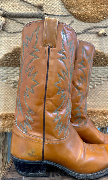 JUSTIN Vintage 60s Whiskey Leather Cowboy Boots • Mens size 9D