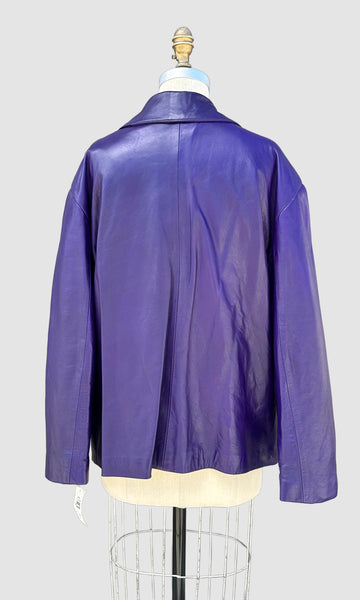 CAYENNE LEATHER PEACOAT Vintage 80's 90s Jacket • Women's Large