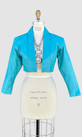 PELLE BELLA Cropped Leather Vintage 80's Triple Bow Jacket • Women's Small