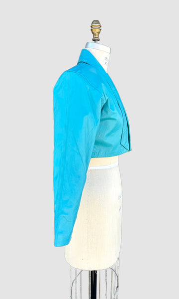 PELLE BELLA Cropped Leather Vintage 80's Triple Bow Jacket • Women's Small