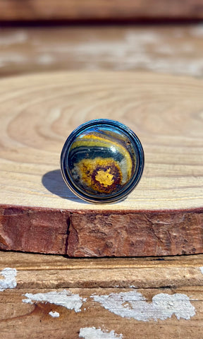 ROUND JASPER Sterling Silver Ring • Size 6.5