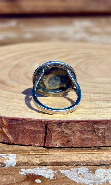 ROUND JASPER Sterling Silver Ring • Size 6.5