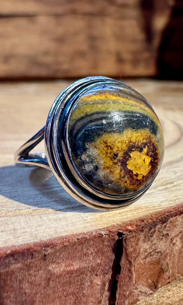 ROUND JASPER Sterling Silver Ring • Size 6.5