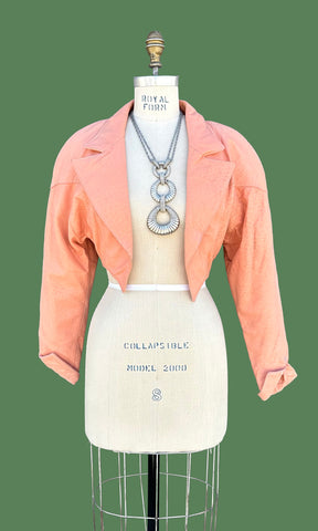 PELLE BELLA Leather Vintage 80's Peach Blazer Jacket • Women's Sm./Med.
