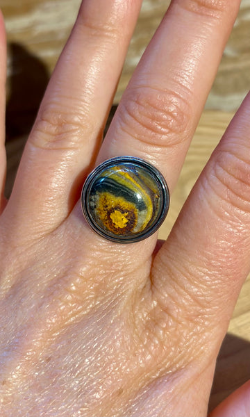 ROUND JASPER Sterling Silver Ring • Size 6.5
