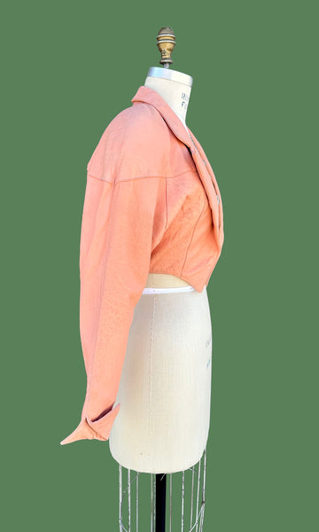 PELLE BELLA Leather Vintage 80's Peach Blazer Jacket • Women's Sm./Med.