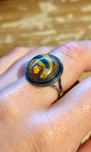 ROUND JASPER Sterling Silver Ring • Size 6.5