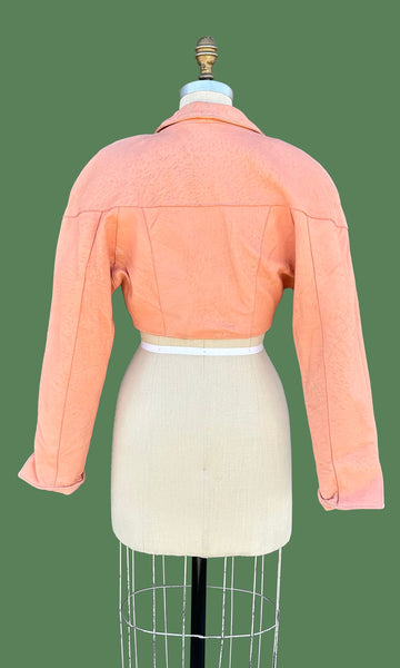 PELLE BELLA Leather Vintage 80's Peach Blazer Jacket • Women's Sm./Med.