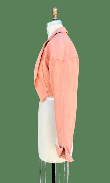 PELLE BELLA Leather Vintage 80's Peach Blazer Jacket • Women's Sm./Med.