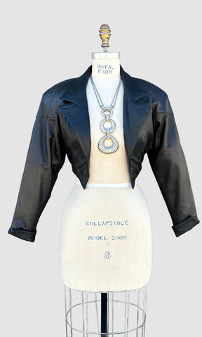 RAFAELL Los Angeles Leather Vintage 80's Black Blazer Jacket • Women's Small
