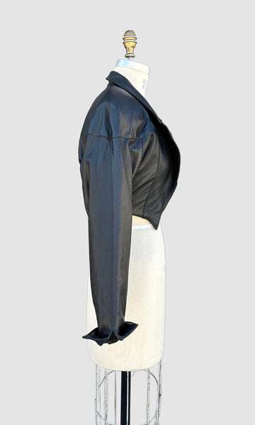 RAFAELL Los Angeles Leather Vintage 80's Black Blazer Jacket • Women's Small