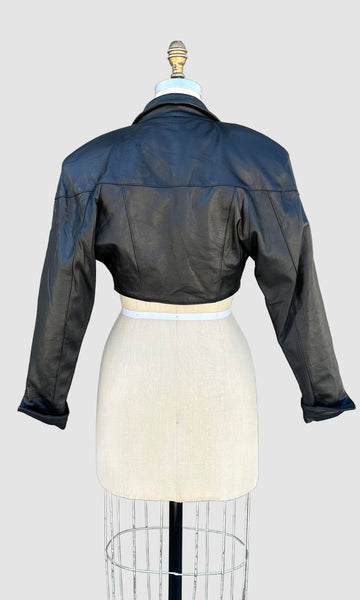 RAFAELL Los Angeles Leather Vintage 80's Black Blazer Jacket • Women's Small