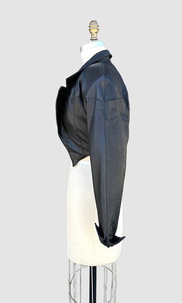 RAFAELL Los Angeles Leather Vintage 80's Black Blazer Jacket • Women's Small