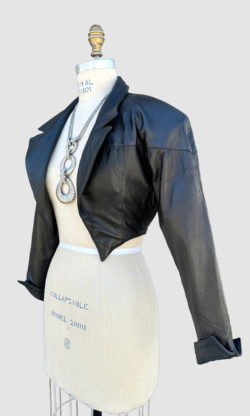 RAFAELL Los Angeles Leather Vintage 80's Black Blazer Jacket • Women's Small