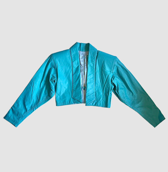 PELLE BELLA Cropped Leather Vintage 80's Triple Bow Jacket • Women's Small
