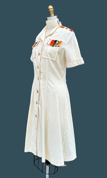 ALGO-ETTES Vintage 70s Safari Dress • Sm. to Med.