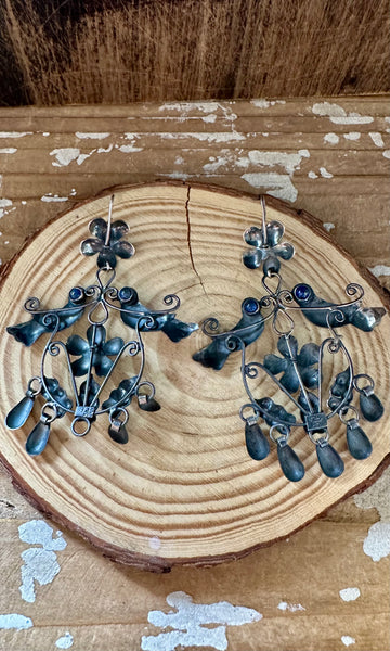 LAPIS LOVEBIRDS Mexican Sterling Silver Dangle Earrings