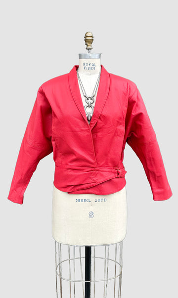 OBSSETION Red Leather Vintage 80's Biker Jacket • Women's Medium