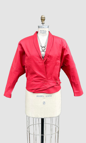 OBSSETION Red Leather Vintage 80's Biker Jacket • Women's Medium