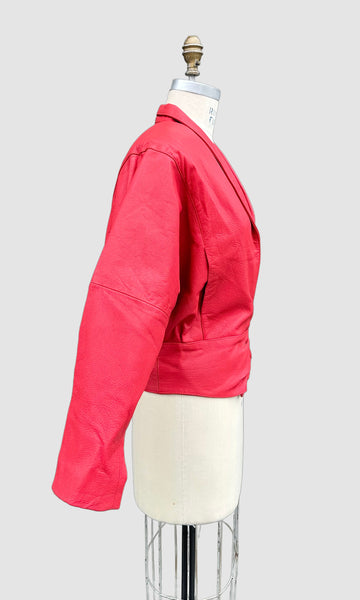 OBSSETION Red Leather Vintage 80's Biker Jacket • Women's Medium