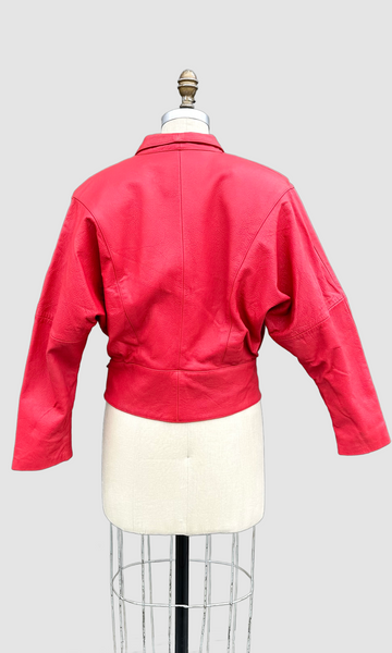 OBSSETION Red Leather Vintage 80's Biker Jacket • Women's Medium