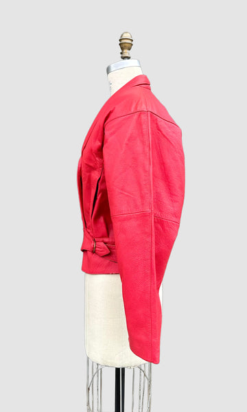 OBSSETION Red Leather Vintage 80's Biker Jacket • Women's Medium