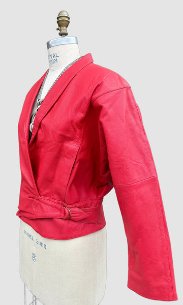 OBSSETION Red Leather Vintage 80's Biker Jacket • Women's Medium