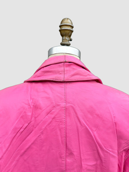 PREGO BUBBLEGUM Pink Leather Vintage 80's Blazer Jacket • Women's Medium