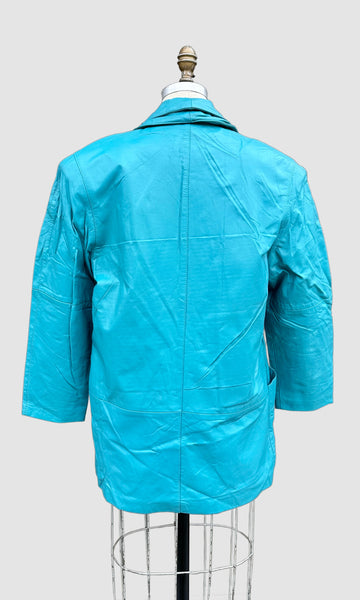 PREGO AQUA Leather Vintage 80's Blazer Jacket • Women's Medium