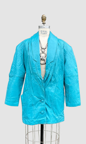 PREGO AQUA Leather Vintage 80's Blazer Jacket • Women's Medium