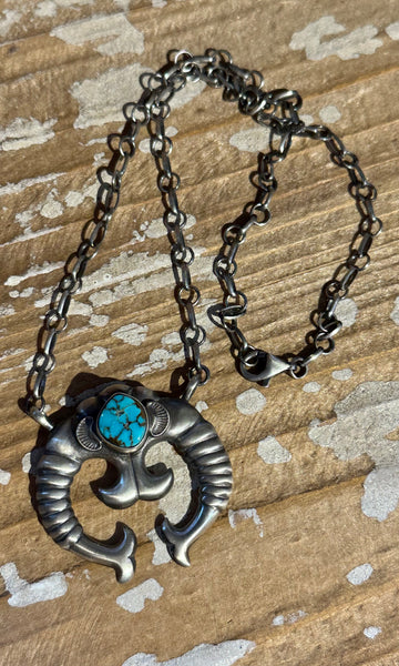 NAVAJO NAJA Silver & Turquoise Adjustable Necklace 26N08