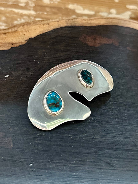DREAMING SILVER Sterling Silver and Turquoise Brooch Pin