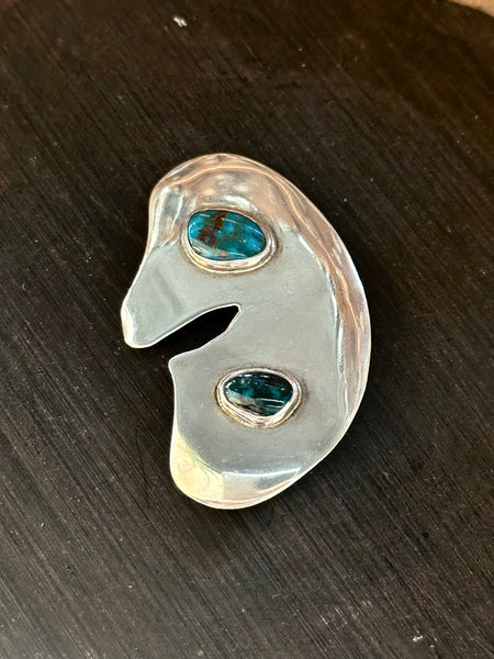 DREAMING SILVER Sterling Silver and Turquoise Brooch Pin