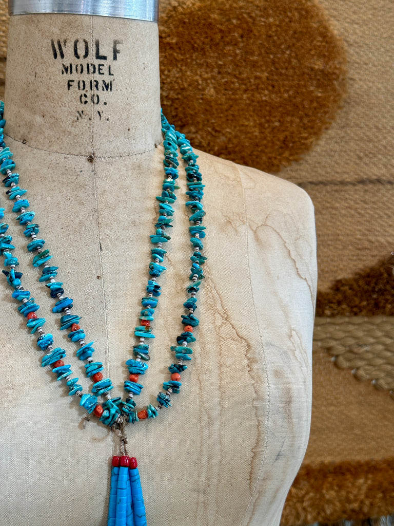 SANTO DOMINGO PUEBLO Turquoise Spiny Oyster Jacla Necklace