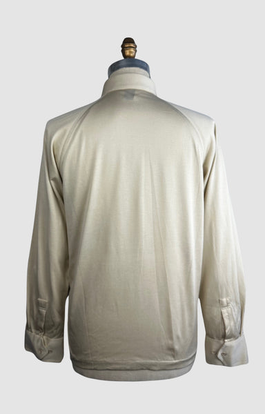 MARTINI 70s Deadstock Beige Polyester Disco Shirt • Medium