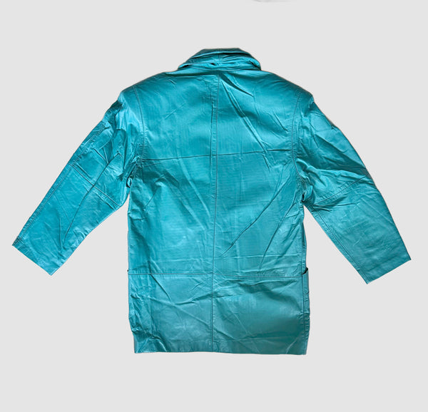 PREGO AQUA Leather Vintage 80's Blazer Jacket • Women's Medium