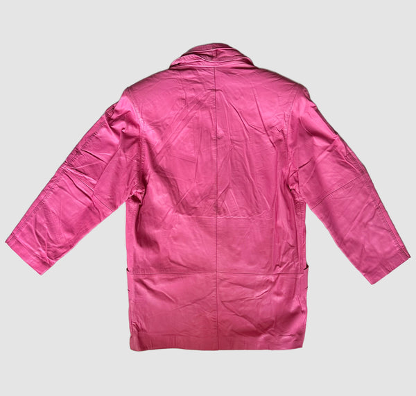 PREGO BUBBLEGUM Pink Leather Vintage 80's Blazer Jacket • Women's Medium