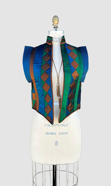 VINTAGE QUILTED PATCHWORK 80s Geometric Vest